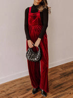 Velvet Wide Leg Overalls