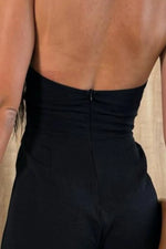 Halter Neck Wide Leg Jumpsuit with Keyhole Detail