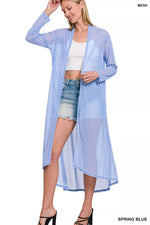 Zenana Mesh Open Front Cardigan