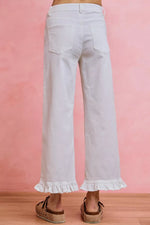 SO ME Ruffled Bottom Detail Mid Rise Jeans