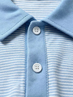 Children's Striped Polo Shirt & Shorts Set with Apple Embroidery