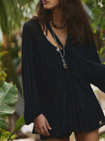 Sheer Ruffle Trim Beach Cover-Up