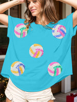 Sequin Round Neck Short Sleeve T-Shirt