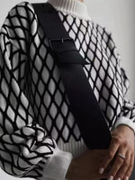 Geometric Pattern Turtleneck Sweater