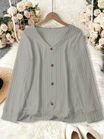 Plus Size V-Neck Dropped Shoulder Blouse