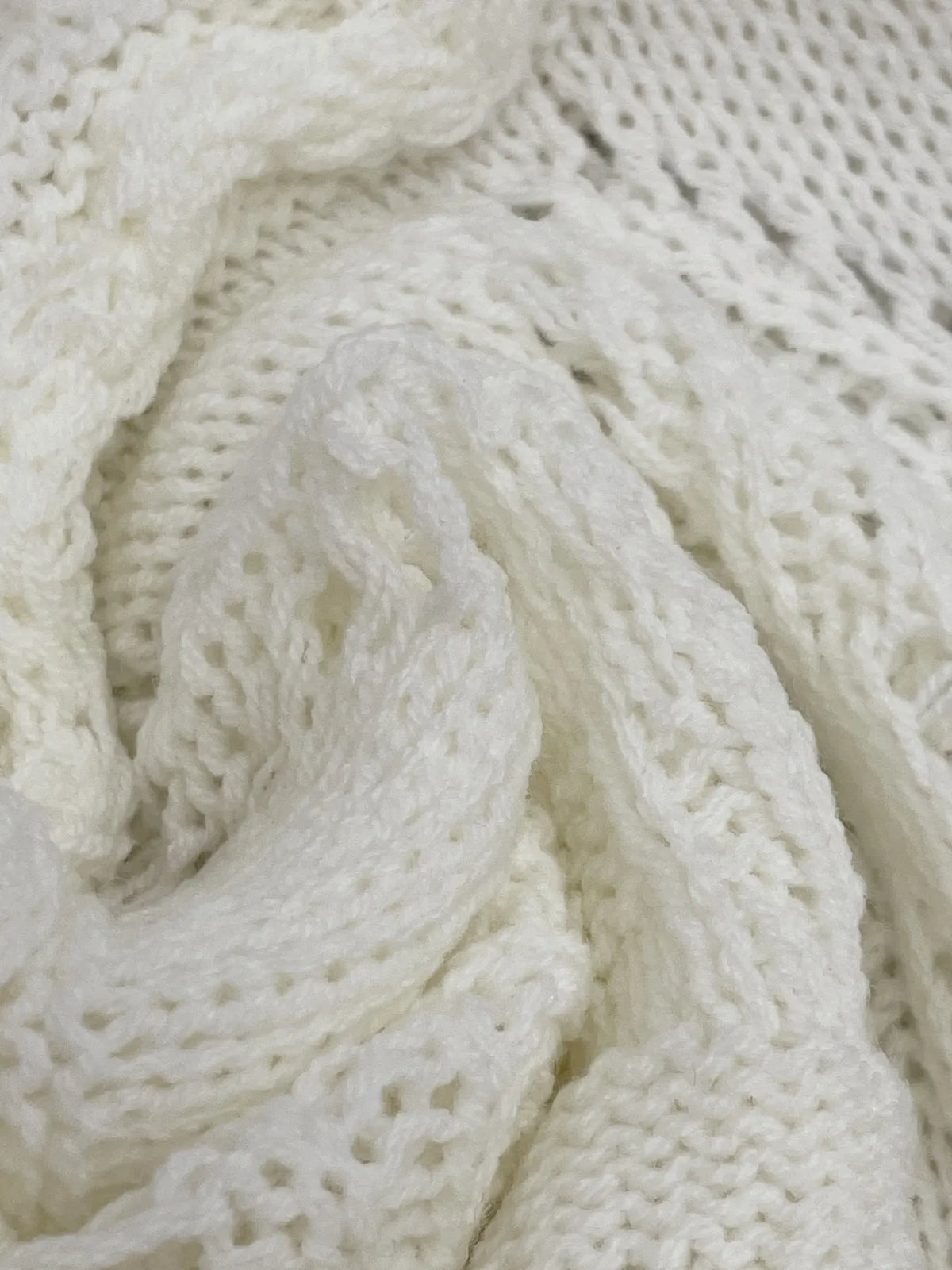 Crochet Ruffled Hem Long Sleeve Sweater
