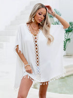 Crochet Trim Tassel Cover-Up Dress