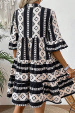 Geometric Print Ruffle Hem Mini Dress