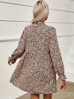 Notched Flounce Sleeve Mini Dress
