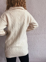 Texture Zip Collar Long Sleeve Sweater