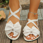 Bow-Decor Crisscross Ankle Strap Sandals