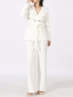 Flower Long Sleeve Blazer and Pants Set