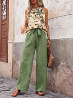 Printed Tank Top and Wide Leg Pants Set