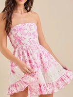 Ruffled Hem Printed Tube Dress