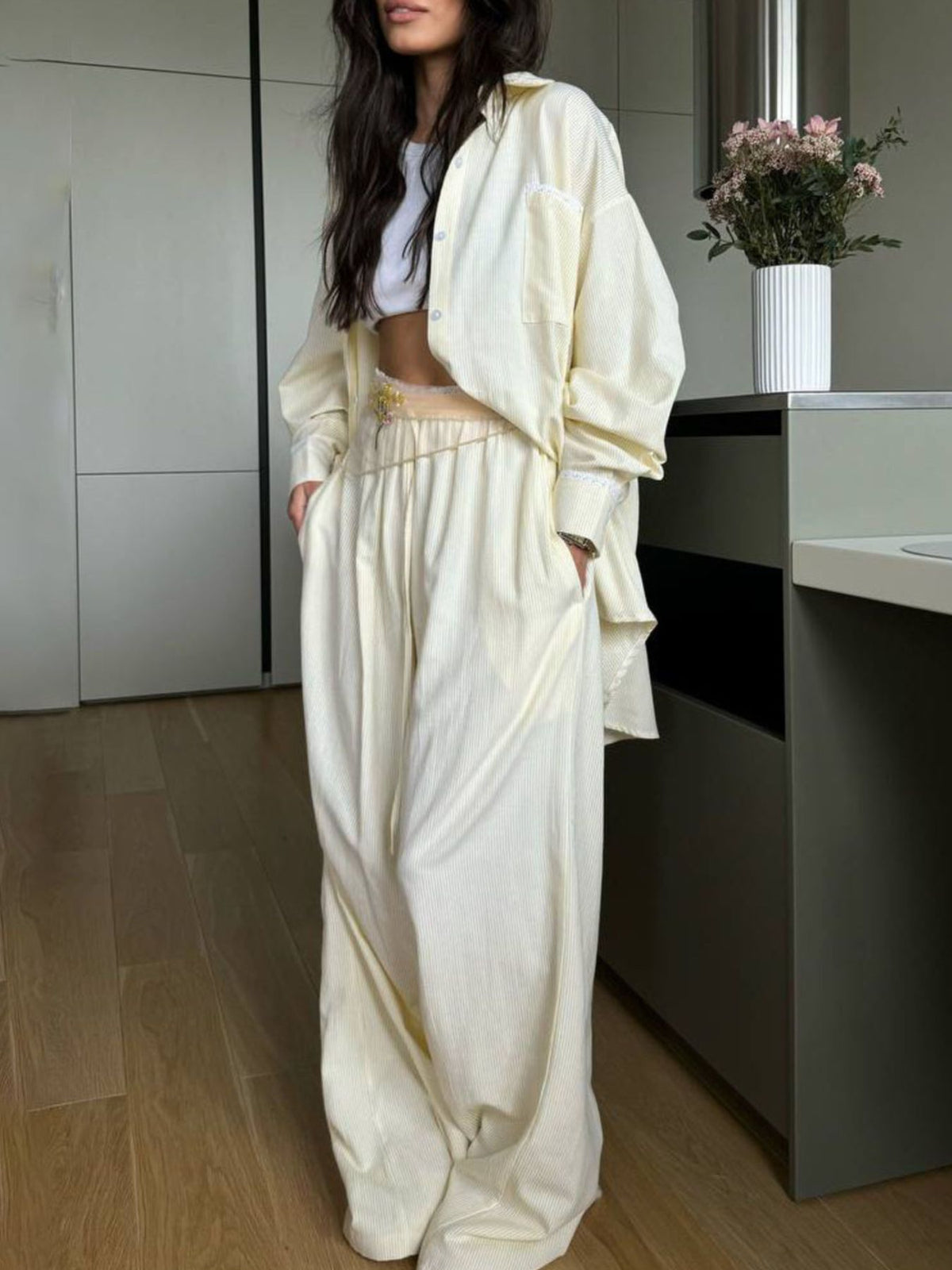 Relaxed Fit Long Sleeve Shirt and Pants Set