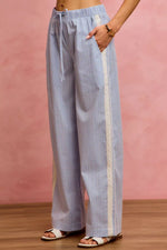 SO ME Wide CheckPants With Side Lace Trim And Piping