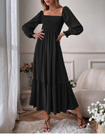 Smocked Long Sleeve Midi Dress