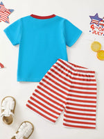 Children's Patriotic American Flag T-shirt and Shorts Set