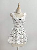Polka Dot Lace Trim Mini Dress