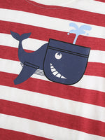 Children's Whale Print Striped Crew Neck T-Shirt