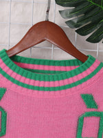 Contrast Round Neck Long Sleeve Sweater