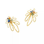 18K Gold-Plated Natural Stone Flower Earrings
