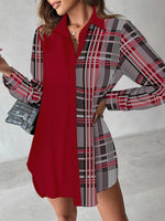Printed Button Up Long Sleeve Shirt Dress