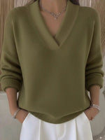 Full Size V-Neck Dropped Shoulder Sweater Plus Size