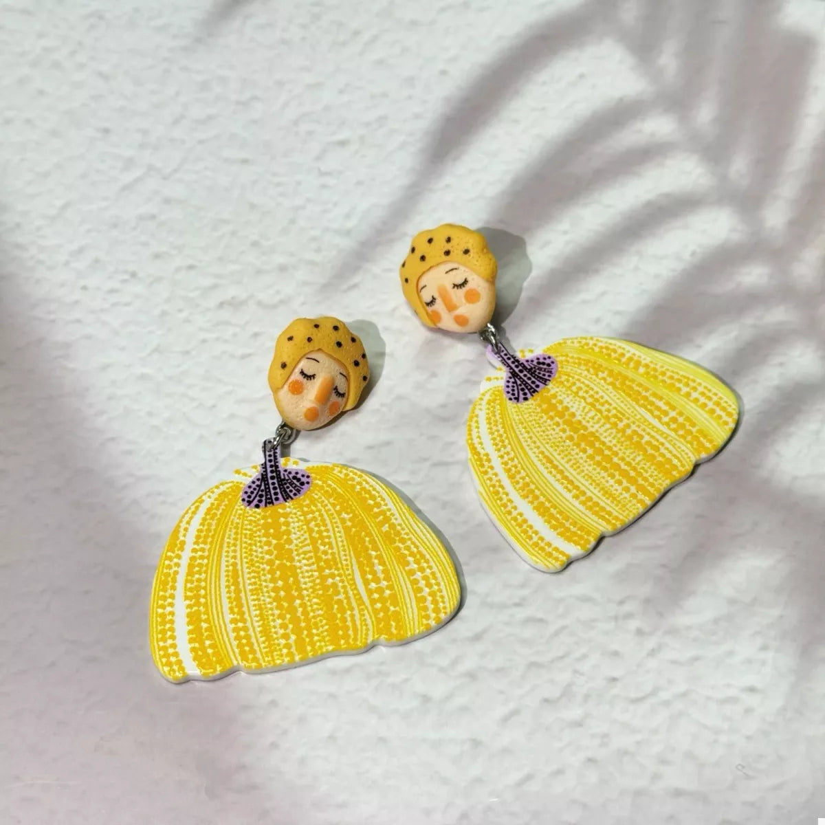 Whimsical Pumpkin Girl Dangle Earrings