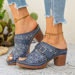Buckle Decor Block Heel Sandals