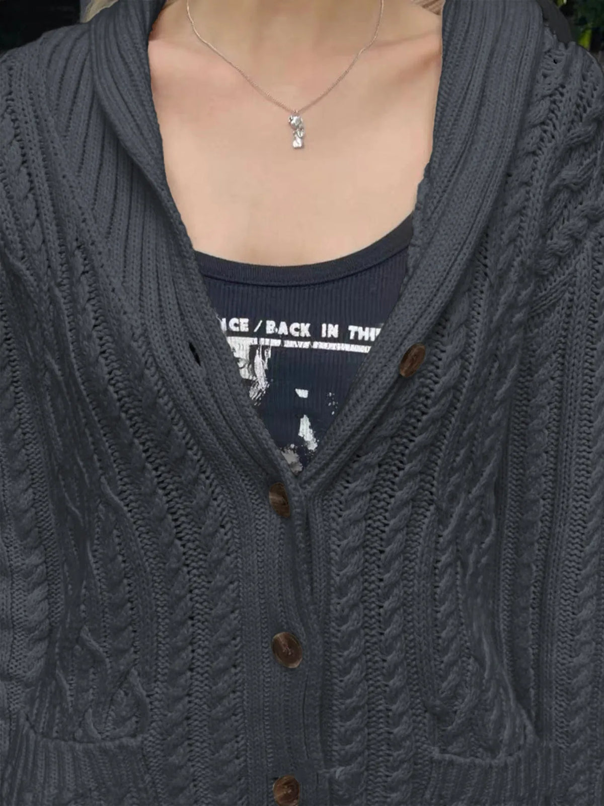 Cable Knit Button Up Cardigan