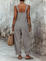 Full Size Striped Square Neck Wide Leg Jumpsuit Plus Size