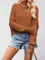 Crew Neck Dropped Shoulder Sweater