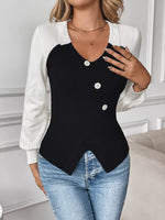 Color Block V-Neck Sweater