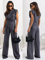 Satin Cowl Neck Top and Pants Set