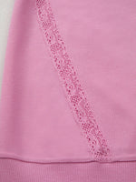 Lace Patched Raglan Sleeve Loose Fit Sweatshirt