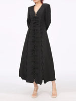 Long Sleeve Bow Front Midi Dress