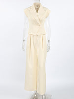 One Button Blazer & Wide Leg Pants Set
