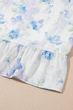 Floral Smocked High Waist Double Ruffle Sleeveless Long Dress