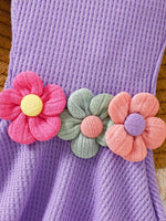 Children's Floral Decor Smocked Ruffle Hem Jumpsuit