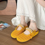 Hollow Out Round Toe Flat Slip-Ons