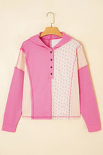 Color Block Button Detail Hoodie