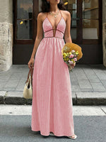 Striped Halter Neck Maxi Dress