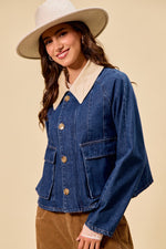 SO ME Zip Up And Buttoned Denim Jacket