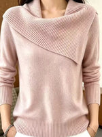 Full Size Asymmetric Ribbed Collar Sweater Plus Size