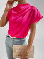 Mock Neck Short Sleeve Blouse
