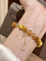 Tiger Eye Beaded Bracelet with Gourd Charm