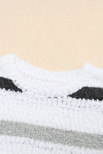 Striped Round Neck Dropped Shoulder Sweater