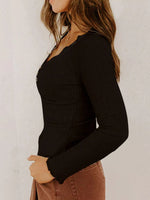 Button Detail Long Sleeve Top