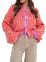 Leopard Tie Front Cardigan
